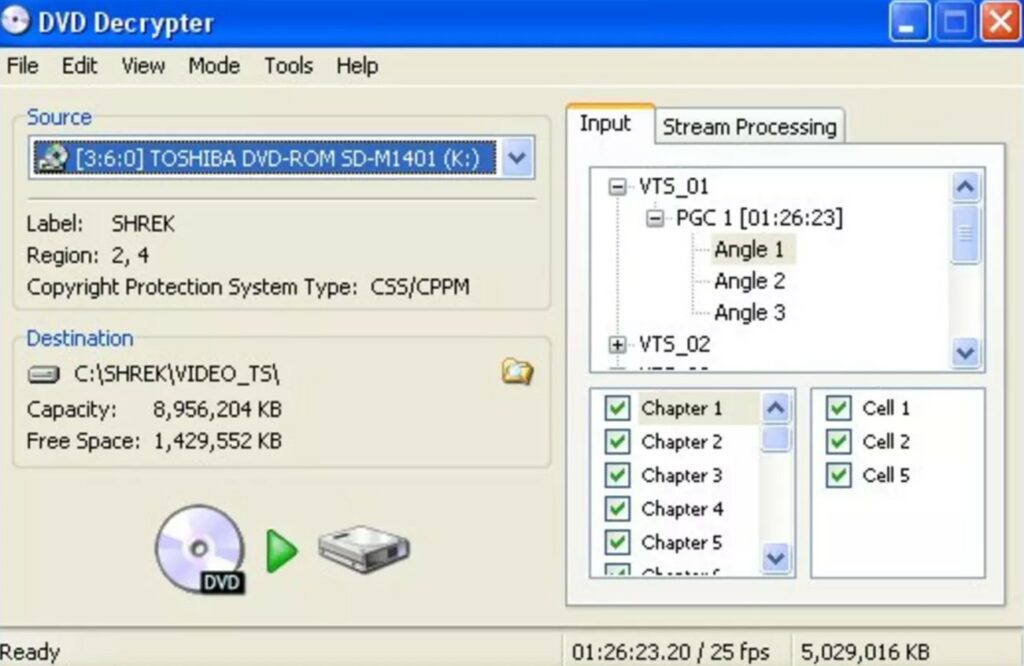 DVD Decrypter（フリーソフト）