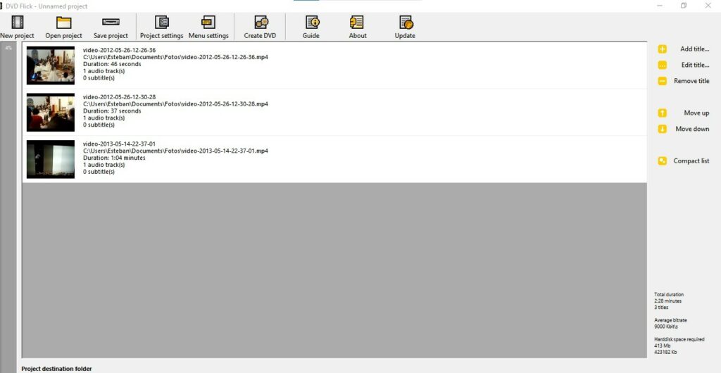 DVDFlickにDVDに書き込みたい動画を取り込む
