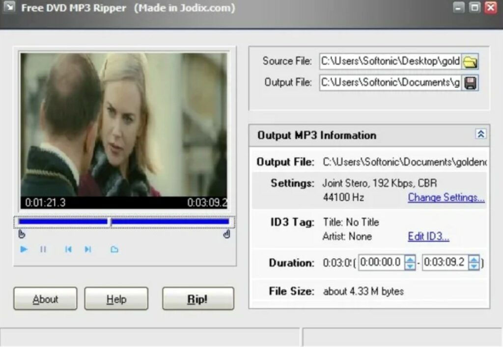 Free DVD MP3 Ripper（フリーソフト）