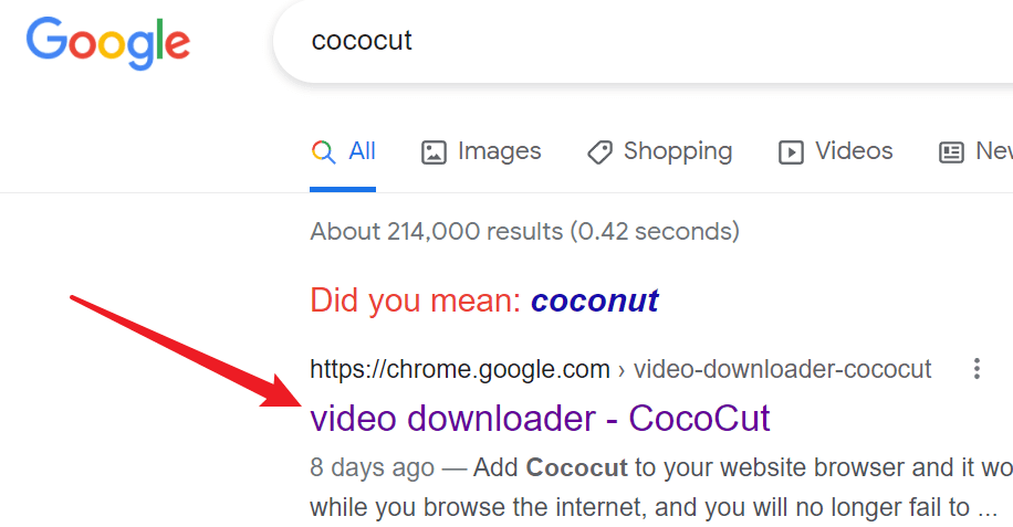 CocoCutをGoogleで検索します