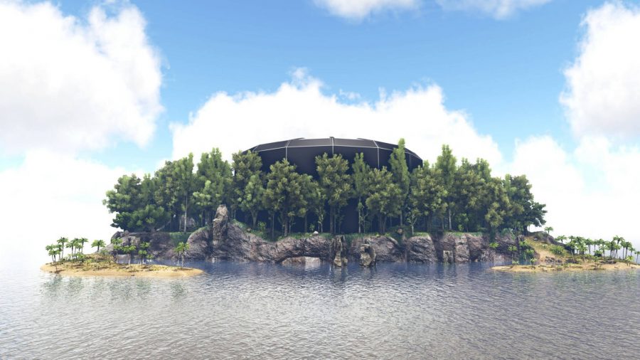 A landscape of the Dome of Death map in Ark Survival Evolved.