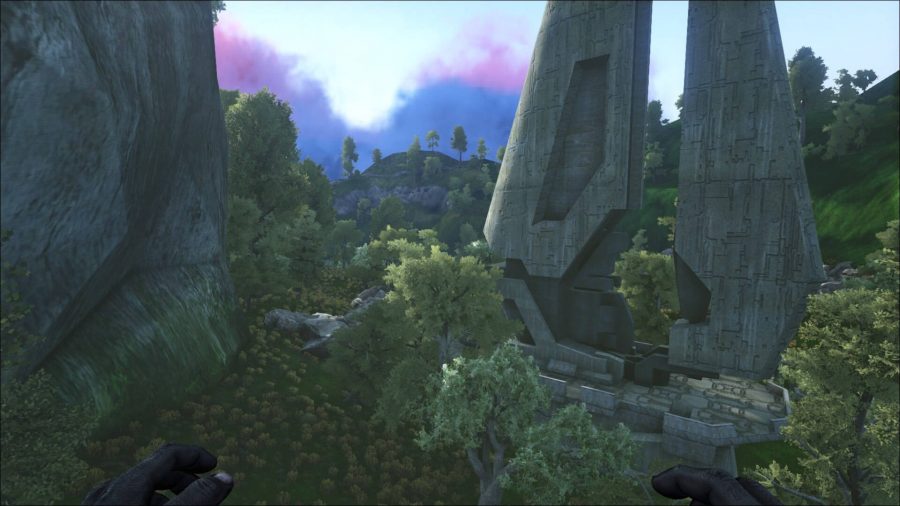 A landscape of the Halo map in Ark Survival Evolved.